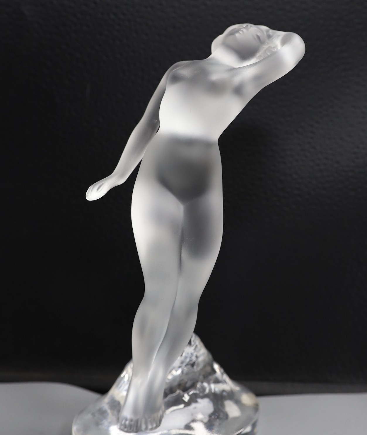 A Lalique model of a nude, boxed, 23.5cms high